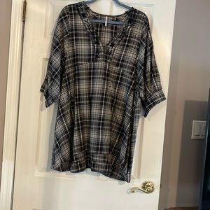Free People wide tunic with some embroidery around v-neck